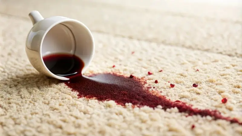 child spilling a drink on carpet
