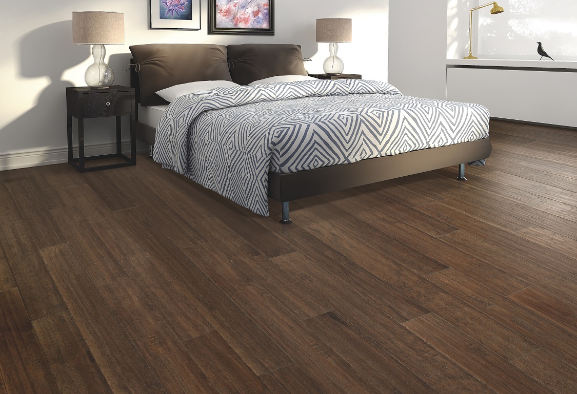 Dark hardwood flooring in a San Antonio, TX home from Express Flooring