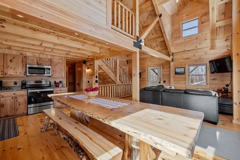 modern cabin with hardwood flooring