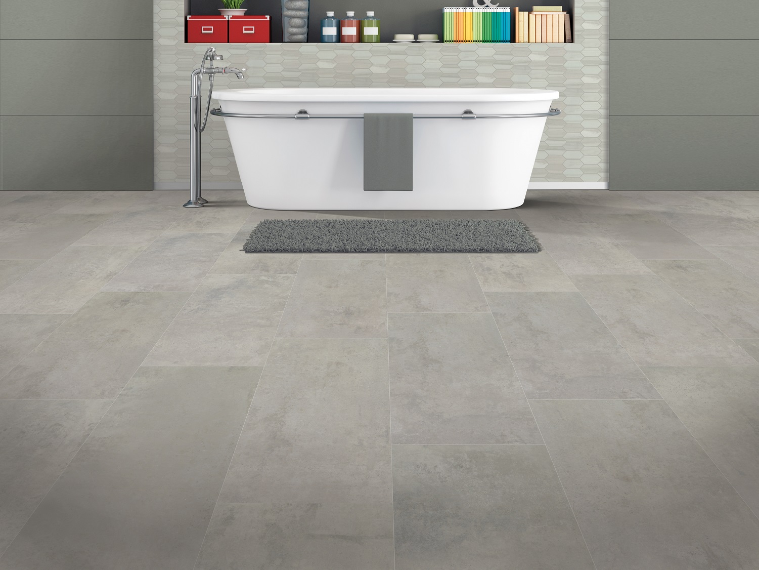 Luxury vinyl tile flooring in an Austin, TX primary bathroom