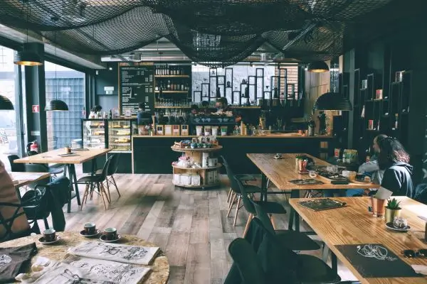 Commercial flooring in an Austin, TX coffee shop