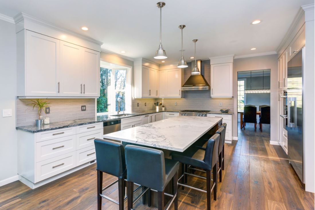WPC luxury vinyl plank flooring in an Austin, TX kitchen