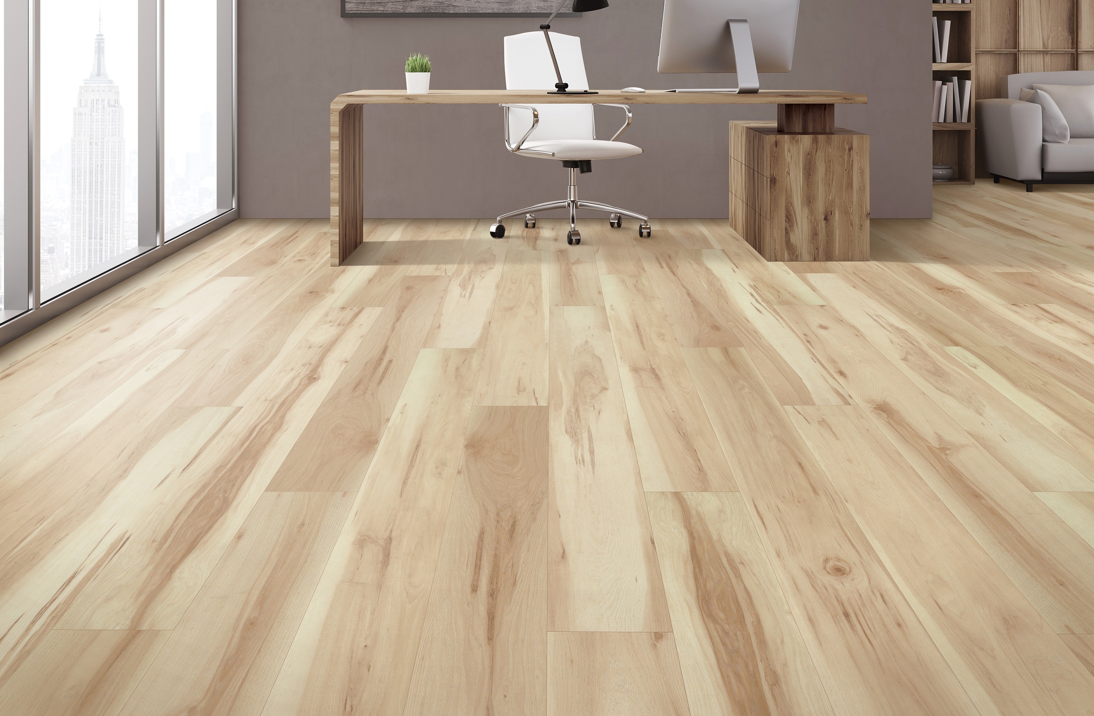 Vinyl plank flooring in an Austin, TX home office