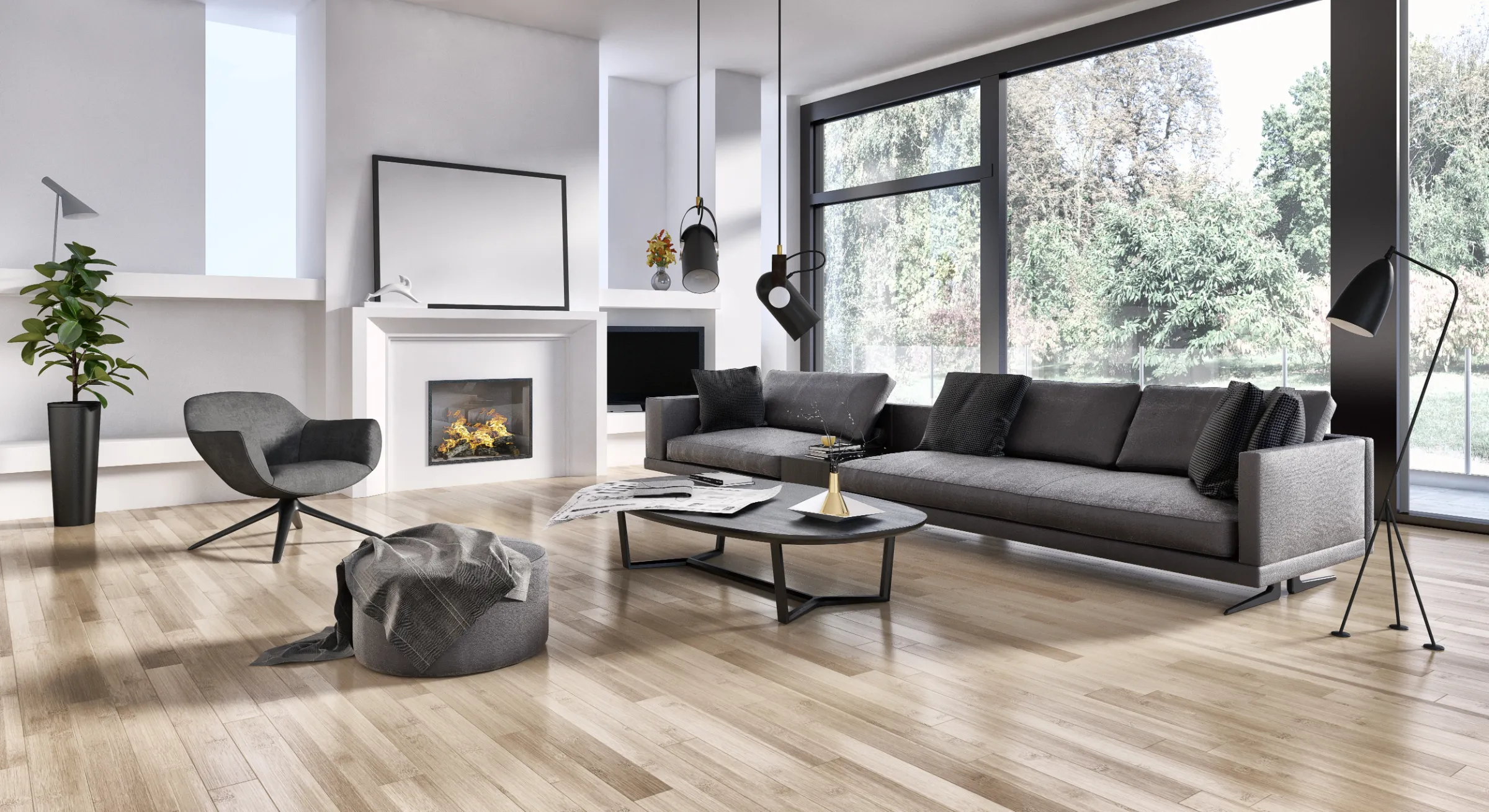 home with Scandinavian wood floor
