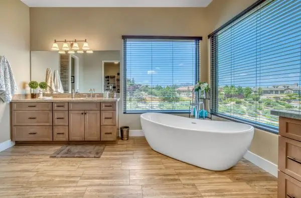 bathroom with luxury vinyl tile flooring