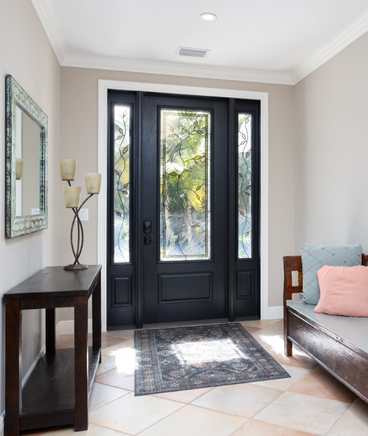 home entryway with tile flooring