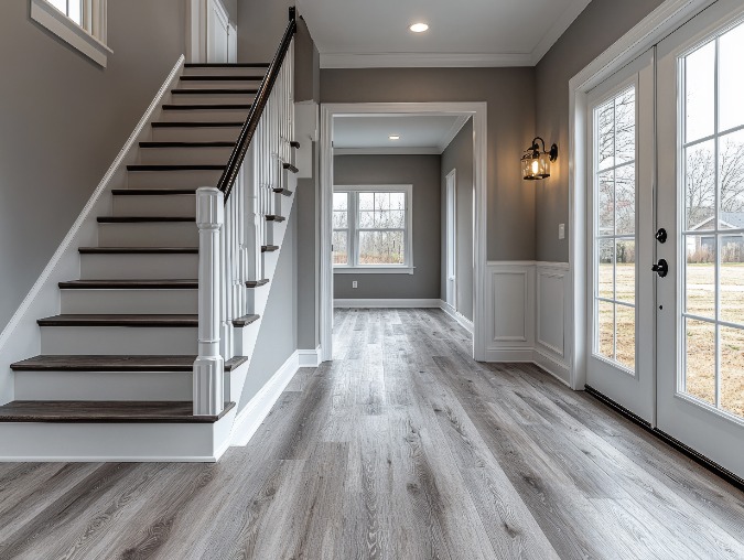 house with gray LVP flooring