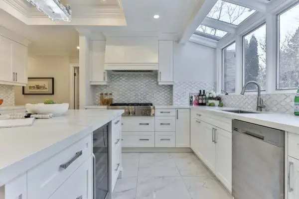 Polished ceramic tile flooring in an Austin, TX kitchen