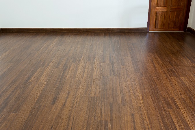 hardwood floor with dark stain